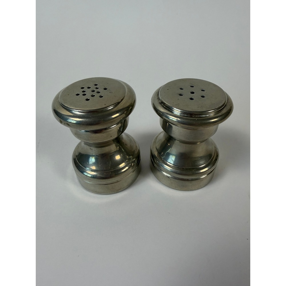 Vintage Raimond Italy Pewter Salt & Pepper Shakers – 2.5" Hourglass Set